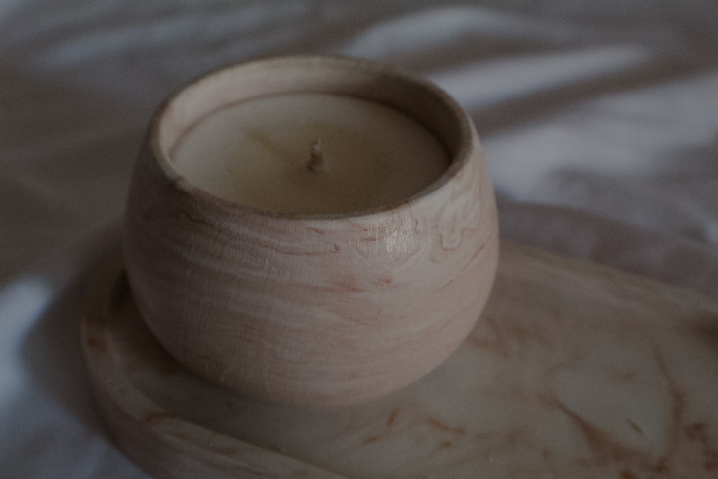 Set candela con piattino effetto marmo