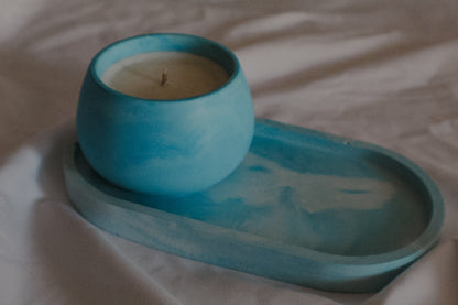 Set candela con piattino effetto marmo