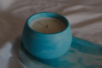 Set candela con piattino effetto marmo