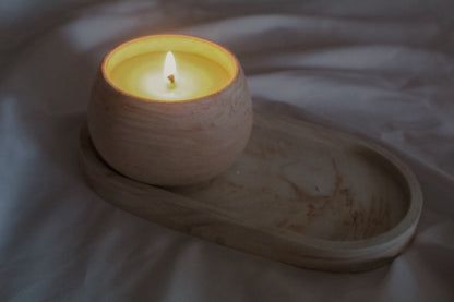 Set candela con piattino effetto marmo