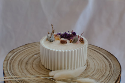 Candela Floreale in Vasetto Bianco