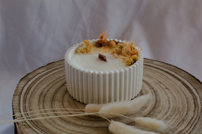 Candela Floreale in Vasetto Bianco